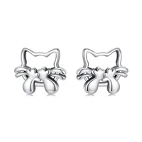 1 Paire Argent Sterling 925 Chat Petites Boucles D'oreilles main image 2