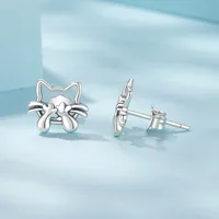 1 Pair 925 Sterling Silver Cat Small Stud Earrings main image 3
