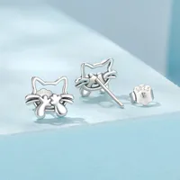 1 Pair 925 Sterling Silver Cat Small Stud Earrings main image 5
