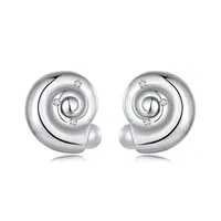 1 Pair 925 Sterling Silver Zircon Conch Small Stud Earrings main image 2