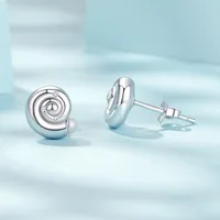 1 Pair 925 Sterling Silver Zircon Conch Small Stud Earrings main image 4