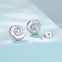 1 Paire Argent Sterling 925 Zircon Conque Petites Boucles D'oreilles main image 1