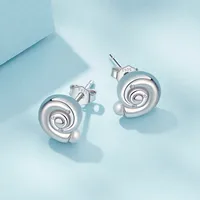 1 Pair 925 Sterling Silver Zircon Conch Small Stud Earrings main image 5