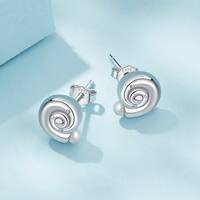 1 Paire Argent Sterling 925 Zircon Conque Petites Boucles D'oreilles main image 5