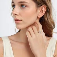 Butterfly 925 Sterling Silver White Gold Plated Jade Zircon Open Rings main image 4