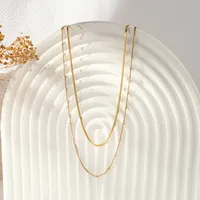 Rond Style Moderne Brillant Acier Inoxydable 304 Colliers Double Couche Fermeture À Boucle De Type Homard main image 7