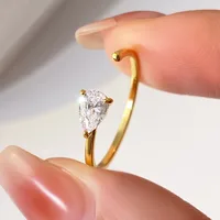 Water Droplets 925 Sterling Silver 18K Gold Plated White Gold Plated Open Rings main image 6