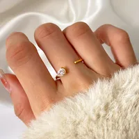 Water Droplets 925 Sterling Silver 18K Gold Plated White Gold Plated Open Rings main image 8