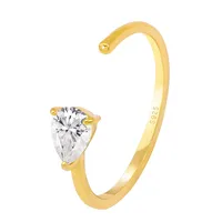 Water Droplets 925 Sterling Silver 18K Gold Plated White Gold Plated Open Rings sku image 2