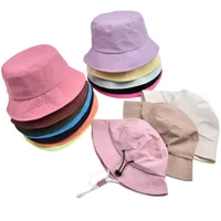 Enfants Unisexe Couleur Unie Cordon Mignon Pastorale Chapeau Seau main image 4