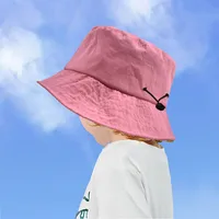 Children Unisex Solid Color Drawstring Cute Pastoral Bucket Hat main image 3