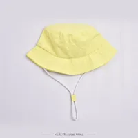 Children Unisex Solid Color Drawstring Cute Pastoral Bucket Hat sku image 6