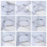 Double Coeur Électrocardiogramme Forme De Cœur Mignon Hip Hop Femme Acier Inoxydable 201 Bracelets En Masse main image 1