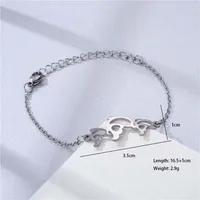 Double Heart Electrocardiogram Heart Shape Cute Hip-Hop Lady 201 Stainless Steel Bracelets In Bulk main image 2
