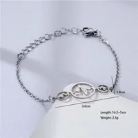 Double Heart Electrocardiogram Heart Shape Cute Hip-Hop Lady 201 Stainless Steel Bracelets In Bulk main image 8