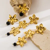 1 Pair Flower Classical Sweet 304 Stainless Steel Plating Drop Earrings main image 1