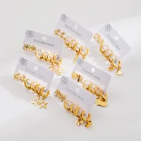 1 Set Star Flower Butterfly Retro Modern Style 304 Stainless Steel Plating Earrings main image 3