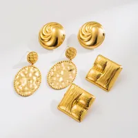 1 Paire Couleur Unie Exagéré Brillant Acier Inoxydable 304 Placage Boucles D'oreilles main image 3