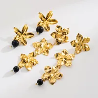 1 Pair Flower Classical Sweet 304 Stainless Steel Plating Drop Earrings main image 3