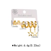 1 Set Star Flower Butterfly Retro Modern Style 304 Stainless Steel Plating Earrings sku image 4