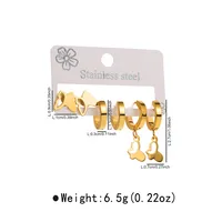 1 Set Star Flower Butterfly Retro Modern Style 304 Stainless Steel Plating Earrings sku image 5
