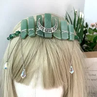 Women's Moon Solid Color Classical Pastoral Gem Iron Hair Band main image 2