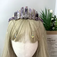 Women's Moon Solid Color Classical Pastoral Gem Iron Hair Band main image 3