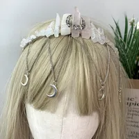 Women's Moon Solid Color Classical Pastoral Gem Iron Hair Band sku image 3