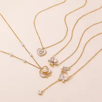 Heart Shape Flower Butterfly Queen Romantic Shiny Copper Pendant Necklace Lobster Trigger Clasp Closure main image 2