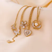 Heart Shape Flower Butterfly Queen Romantic Shiny Copper Pendant Necklace Lobster Trigger Clasp Closure main image 4