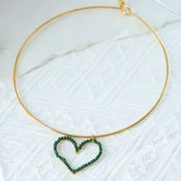 Heart Shape Queen Romantic Streetwear 18K Gold Plated 304 Stainless Steel Imitation Diamond Pendant Necklace Wholesale sku image 7