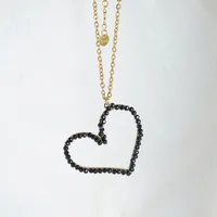 Heart Shape Queen Romantic Streetwear 18K Gold Plated 304 Stainless Steel Imitation Diamond Pendant Necklace Wholesale sku image 2