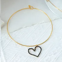 Heart Shape Queen Romantic Streetwear 18K Gold Plated 304 Stainless Steel Imitation Diamond Pendant Necklace Wholesale sku image 8