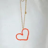 Heart Shape Queen Romantic Streetwear 18K Gold Plated 304 Stainless Steel Imitation Diamond Pendant Necklace Wholesale sku image 4