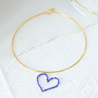 Heart Shape Queen Romantic Streetwear 18K Gold Plated 304 Stainless Steel Imitation Diamond Pendant Necklace Wholesale sku image 11