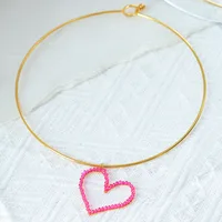 Heart Shape Queen Romantic Streetwear 18K Gold Plated 304 Stainless Steel Imitation Diamond Pendant Necklace Wholesale sku image 12