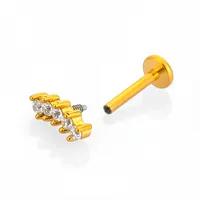1 Piece 316L Stainless Steel  Nordic Style Punk Simple Style Star Moon Leaves Zircon 18K Gold Plated Polishing Plating Hollow Out Lip Rings Ear Cartilage Rings & Studs Nose Rings & Studs main image 3