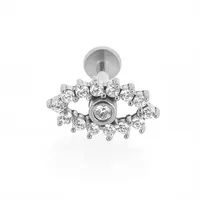 1 Piece 316L Stainless Steel  Nordic Style Punk Simple Style Star Moon Leaves Zircon 18K Gold Plated Polishing Plating Hollow Out Lip Rings Ear Cartilage Rings & Studs Nose Rings & Studs sku image 1