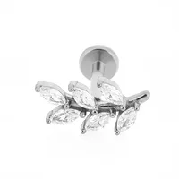 1 Piece 316L Stainless Steel  Nordic Style Punk Simple Style Star Moon Leaves Zircon 18K Gold Plated Polishing Plating Hollow Out Lip Rings Ear Cartilage Rings & Studs Nose Rings & Studs sku image 10