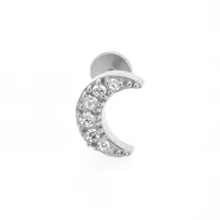 1 Piece 316L Stainless Steel  Nordic Style Punk Simple Style Star Moon Leaves Zircon 18K Gold Plated Polishing Plating Hollow Out Lip Rings Ear Cartilage Rings & Studs Nose Rings & Studs sku image 2