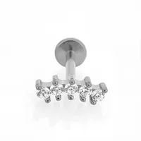 1 Piece 316L Stainless Steel  Nordic Style Punk Simple Style Star Moon Leaves Zircon 18K Gold Plated Polishing Plating Hollow Out Lip Rings Ear Cartilage Rings & Studs Nose Rings & Studs sku image 5