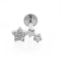 1 Piece 316L Stainless Steel  Nordic Style Punk Simple Style Star Moon Leaves Zircon 18K Gold Plated Polishing Plating Hollow Out Lip Rings Ear Cartilage Rings & Studs Nose Rings & Studs sku image 3