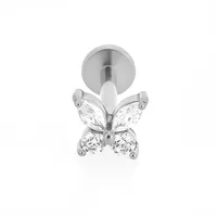 1 Piece 316L Stainless Steel  Nordic Style Punk Simple Style Star Moon Leaves Zircon 18K Gold Plated Polishing Plating Hollow Out Lip Rings Ear Cartilage Rings & Studs Nose Rings & Studs sku image 4