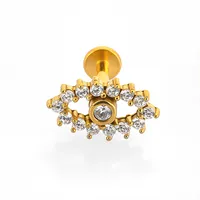 1 Piece 316L Stainless Steel  Nordic Style Punk Simple Style Star Moon Leaves Zircon 18K Gold Plated Polishing Plating Hollow Out Lip Rings Ear Cartilage Rings & Studs Nose Rings & Studs sku image 12
