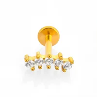 1 Piece 316L Stainless Steel  Nordic Style Punk Simple Style Star Moon Leaves Zircon 18K Gold Plated Polishing Plating Hollow Out Lip Rings Ear Cartilage Rings & Studs Nose Rings & Studs sku image 9