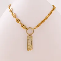 Geométrico Cruzar Palabras Del Vocabulario/Nombre Diseño Original Lujoso Brillante Cobre Collar Colgante Cierre Con Gatillo De Langosta main image 6