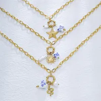 Pentagram Geometric Heart Shape Retro Lady Bohemian 304 Stainless Steel Pendant Necklace Lobster Trigger Clasp Closure main image 5