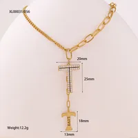Geometric Cross Vocabulary Words/Name Original Design Luxurious Shiny Copper Pendant Necklace Lobster Trigger Clasp Closure sku image 2