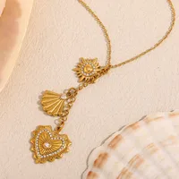 Heart Shape Beach 304 Stainless Steel Pendant Necklace Plating Lobster Trigger Clasp Closure main image 3