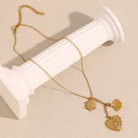 Forme De Cœur Plage Acier Inoxydable 304 Pendentif Placage Fermeture À Boucle De Type Homard main image 4